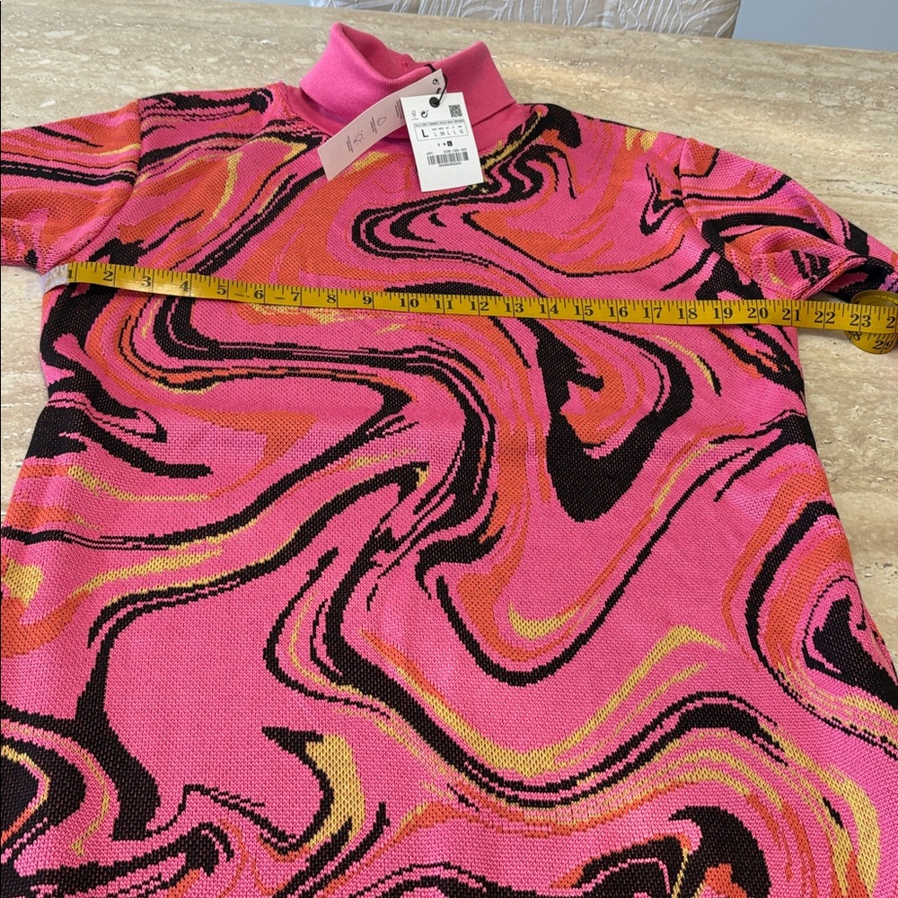 NWT Beautiful Zara Turtleneck pink, orange, black & lime green sweater dress. - Picture 6 of 11